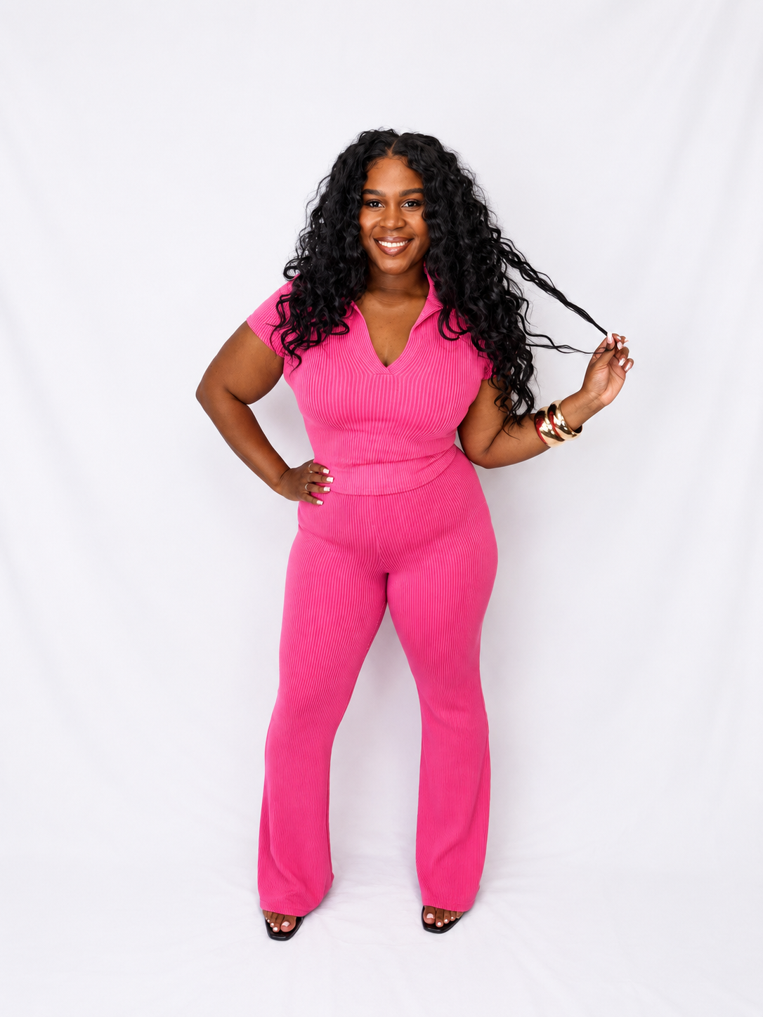 Flirt Alert Ribbed Set- Pink
